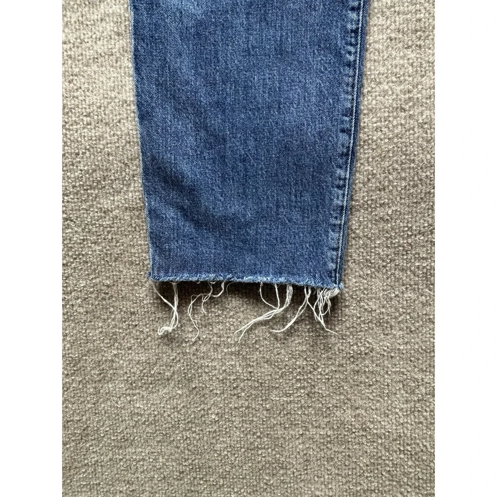 Madewell The Perfect Vintage Jeans Size 31 High‎ Rise HR HW Raw Hem Blue Denim